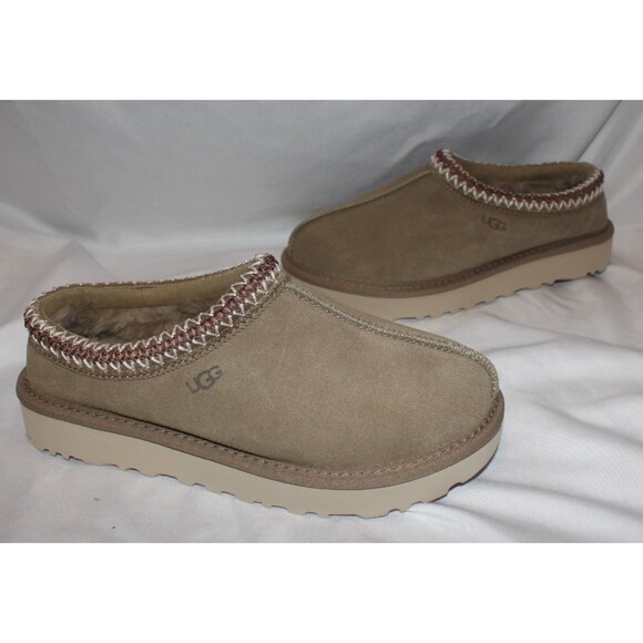 UGG WOMEN'S US 6 SUEDE SHEARLING LINED TASMAN SLIPPERS ANTELOPE TAN NWOB - Picture 2 of 7